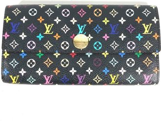 Louis Vuitton Black Multi-Color Noir Monogram Multicolore Long Wallet (Bi-Fold) (Pre-Owned)