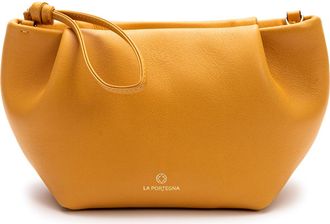 La Portegna Martita Small Leather Clutch Bag With Shoulder Strap in Yellow at Nordstrom