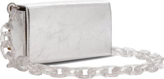 Furla Womens Bloombag Shoulder Bag Silver Textile