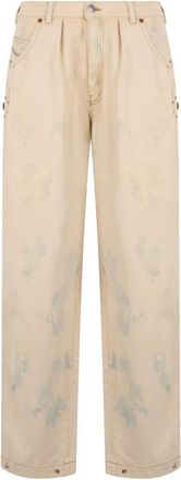 Diesel Wide-leg Jeans - Dames - Regular Fit Jeans - Beige - W26 - Katoen - Jeans