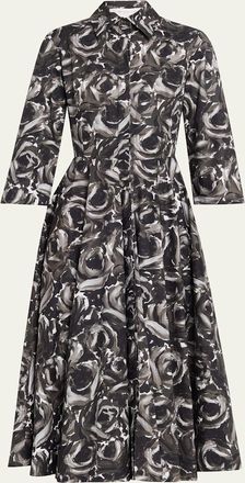 Michael Kors Floral-Print Cotton Midi Shirtdress