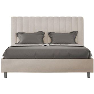 ITYhome Letto con rete imbottito 160x190 microfibra sabbia Agueda