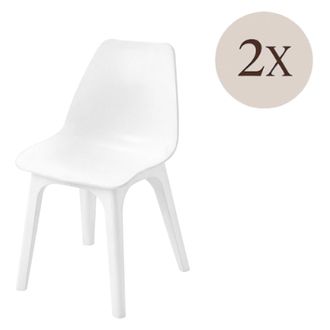 Dmora Silla De Exterior Montivilla, 2 Sillas, Peso M&aacute;ximo 120 Kg Hecho En Italia, Asiento Blanco, Blanco