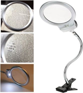 Trade Shop Trade Shop Traesio - Trade Shop - Lampada Lente Led Clip Da Tavolo Scrivania Office Con Pinza 2 Led