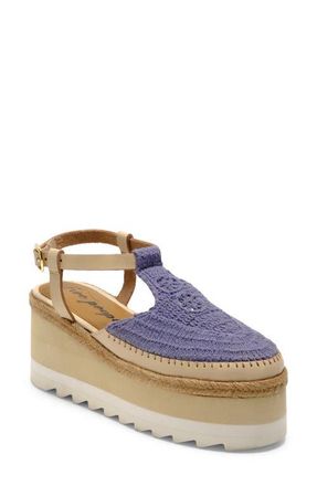 Free People Morning in Mykonos Platform Wedge in Seascape at Nordstrom, Size 8.5