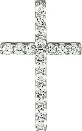 Diamond2Deal 14k Gold 1/6ct Lab-Grown Diamond Petite Cross Pendant