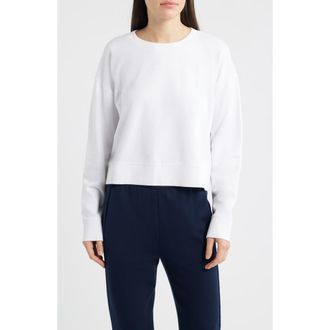 Eileen Fisher Organic Cotton Crop Sweatshirt in White at Nordstrom, Size Xx-Small
