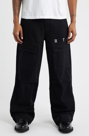 Rta Wylie Baggy Cargo Jeans in Black at Nordstrom, Size 28