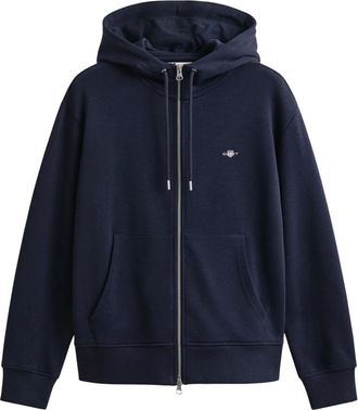 GANT Shield Zip Sweatshirt - Dames - Vesten met rits - Blauw - L - Katoen - Hoodies & sweatvesten