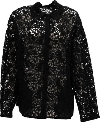 Valentino Garavani Kant Blouse - Dames - Overhemden - Zwart - S - Overhemden