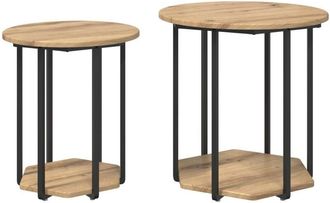 vidaXL Vidaxl - Side Table Set 2 pcs Artisan Oak and Black 50 x 50 x 50.5 cm