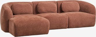 Sklum Sof&aacute; Modular Chaise Longue Izquierdo De 3 Piezas En Chenilla Coquette Sklum