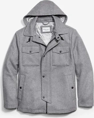 Cole Haan Mens Wool Twill Field Jacket - Grey Size Medium