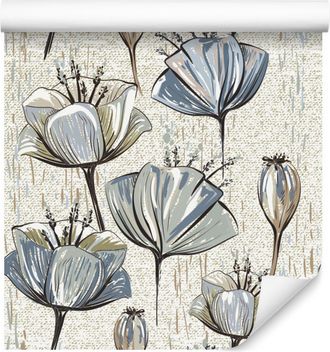 OEM Carta Da Parati Vintage Con Tulipani Per Soggiorno E Camera Da Letto, 50x1000 Cm