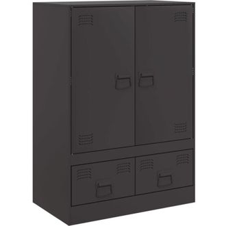 vidaXL Aparador De Acero Negro 67x39x95 Cm Vidaxl