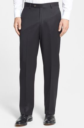 Berle Worsted Wool Gabardine Pants in Black at Nordstrom, Size 48