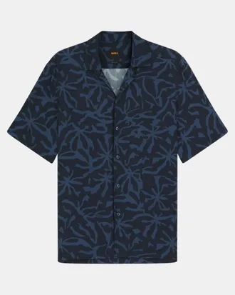 Boss Orange by Hugo Boss Rayer Korte Mouwen Shirt in Donkerblauw