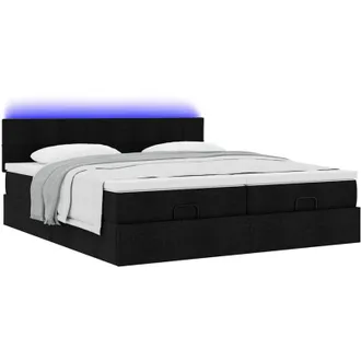 vidaXL Estructura De Cama Otomana Con Colchones Tela Negra 160x200 Cm Vidaxl