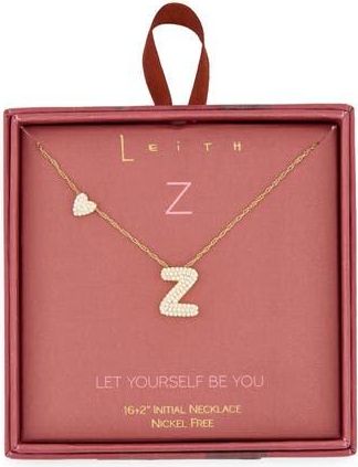 Leith Cubic Zirconia Heart & Bubble Initial Pendant Necklace in Z- Clear- Gold at Nordstrom Rack
