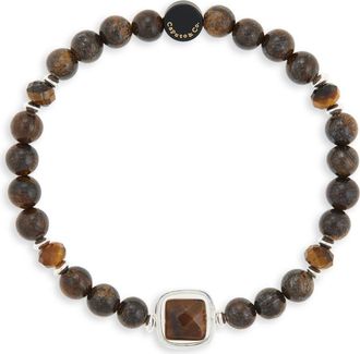 Caputo & Co. Stone Beaded Stretch Bracelet in Yellow Tiger Eye at Nordstrom