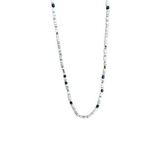 Mickey Lynn Ostrich Shell Necklace In White Shell With Blue Bead