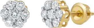 LuvMyJewelry Sophisticated 14K Yellow Gold Diamond Cluster Earrings - 0.39ct