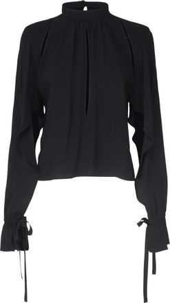 Pinko Zijdenmix Blouse met Verticale Cut-Out - Dames - Blouses - Zwart - XL - Overhemden