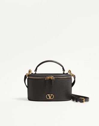 Valentino Garavani Mini Vanity Bag VLogo Signature In Vitello Granato Donna NERO UNI
