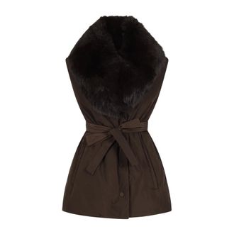 Yves Salomon Jassen, Dames, Bruin, L, Gilet 75cm