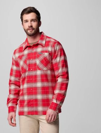 Columbia Cornell Woods Shirt Mens Red Plaid Fleece Lined Long Sleeve JAX1971
