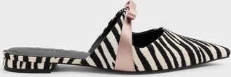 Charles & Keith Kaleen Zebra-Print Pointed Mules
