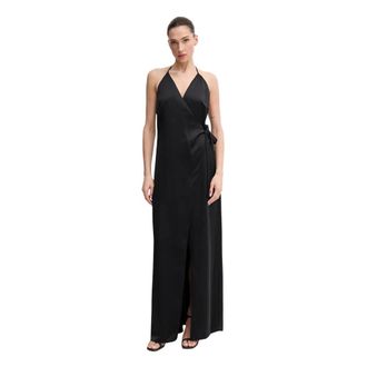 Sandro Ferrone Kleedjes, Dames, Zwart, 2Xs, Polyester, Maxiwikkeljurk