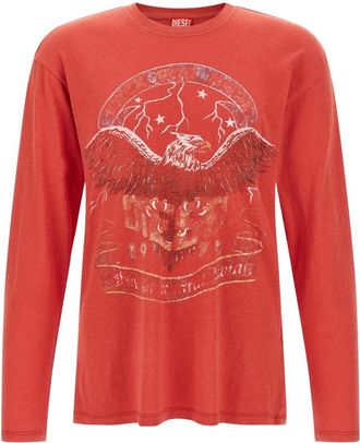 Diesel Tops, Heren, Rood, S, Katoen, T-Geri-Ls Long-sleeve T-shirt