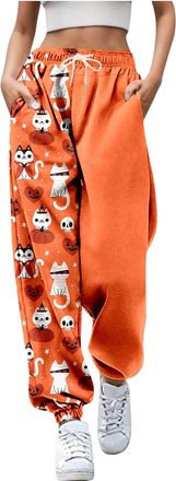 Generic Tracksuit Bottoms Women Halloween Pants, Comfortable Comfy Basics Leisure Tracksuit, Sweatpants, with Pockets Wide Leg Cute Trousers, Loose Bottom Wea