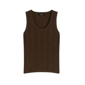 Max Mara Sleeveless Tops, female, Brown, Size: XS Wkdcose Viscose Yarn Sleeveless Jumper