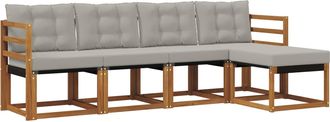 vidaXL Conjunto De Sof&aacute;s De Exterior 5 Uds. Gris Natural Y Claro Vidaxl