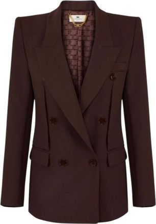Elisabetta Franchi Lightweight Crepe Jacket - female - Elisabetta Franchi - Blazers - Brown - 2XL - Jackets