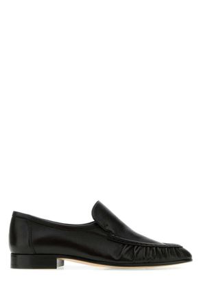 The Row Black Slip On Loafers