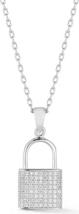 Glaze Jewelry Sterling Silver Pave Padlock Necklace