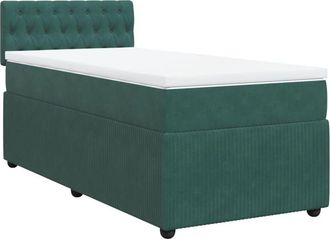 vidaXL Cama Box Spring Con Colch&oacute;n Terciopelo Verde Oscuro 90x190 Cm Vidaxl
