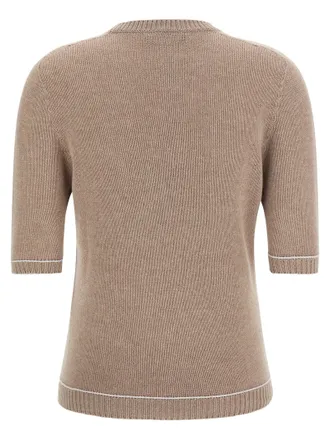 Fabiana Filippi Brushed Platinum Knit Sweater - Beige