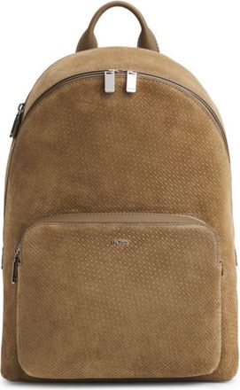 BOSS Backpack in monogram-embossed suede