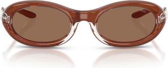Diesel DL3011U 51mm Oval Sunglasses in Cristal Varnish Metal Brown at Nordstrom