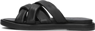 Omoda Schoenen, Dames, Zwart, 38 EU, Zwarte Gekruiste Band Comfort Slippers