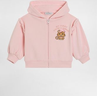 Dolce & Gabbana Hooded Sweatshirt With Leopard Print And Bow - Woman Pink 12/18 Months