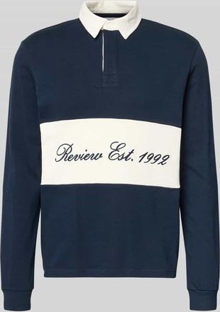 Review Regular Fit Langarm-Poloshirt mit Label-Stitching in Marine, Gr&ouml;&szlig;e XXL