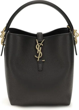 Saint Laurent Womens Bucket Bag Le 37 Black Grained Leather Calf Shoulder
