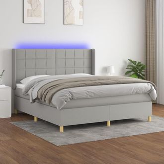 vidaXL Vidaxl - Cama Box Spring Colch&oacute;n Y Luces Led Tela Gris Claro 160x200 Cm