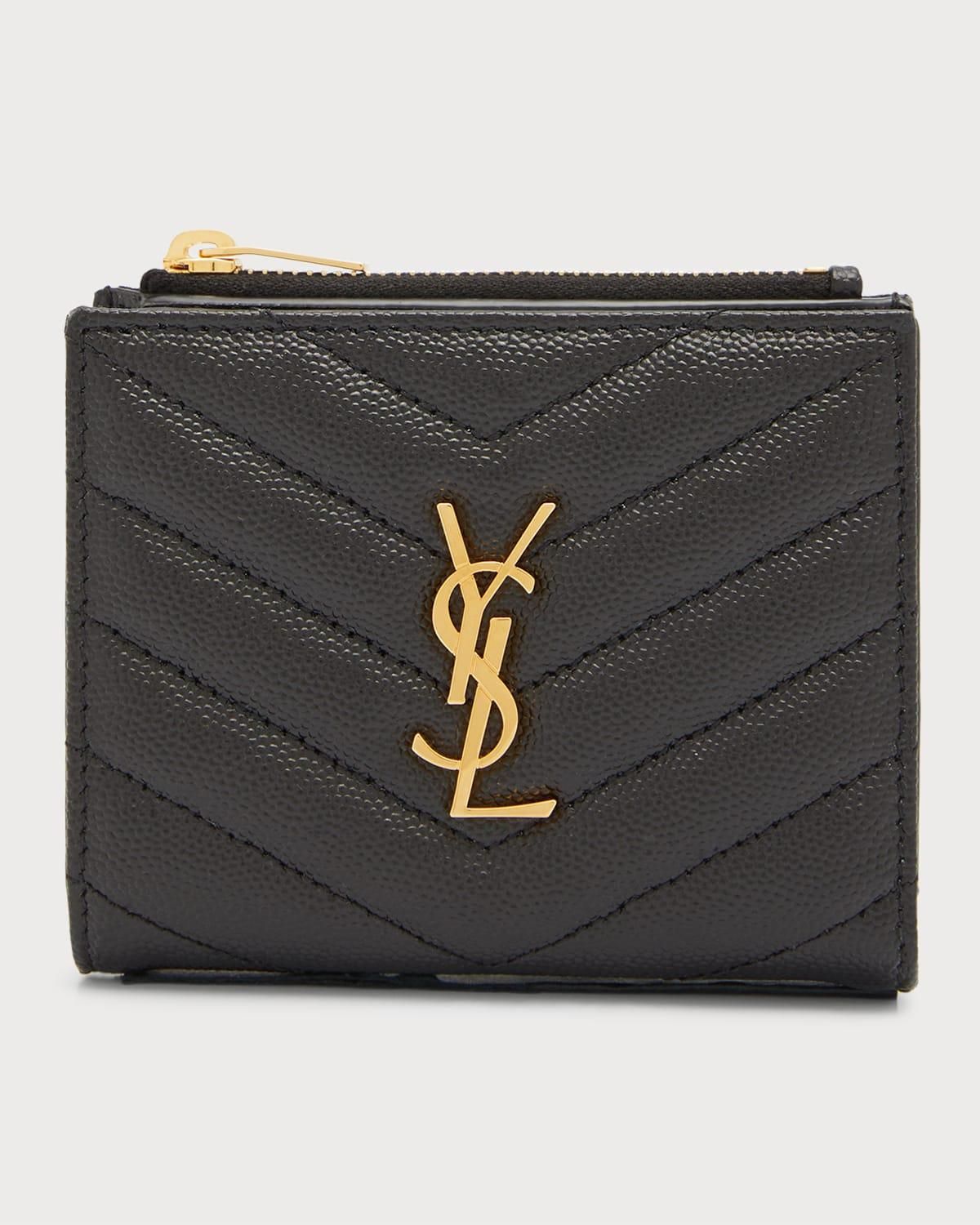 Saint Laurent YSL Monogram Small Ziptop Wallet in Grained