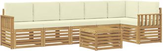 vidaXL Conjunto De Sof&aacute;s De Exterior 7 Uds. Blanco Y Crema Poli&eacute;ster Vidaxl